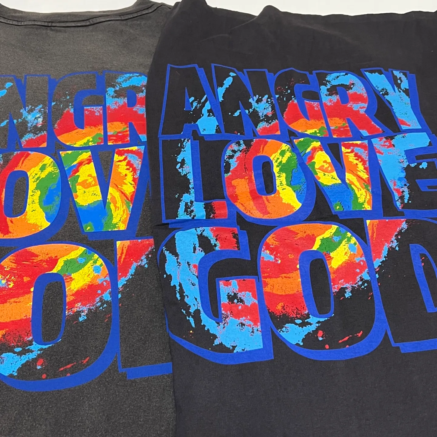 Printing proofing CACTUS PLANT FLEA MARKET x SAINT Mxxxxxx ANGRY LOVE GOD SS TEE/BLK CPFM joint weather icon/tropical storm print retro old TEE washed black S-XL